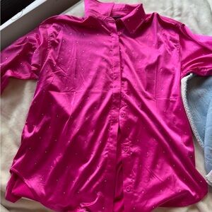 Pink Women's Top with Rhinestone Accents